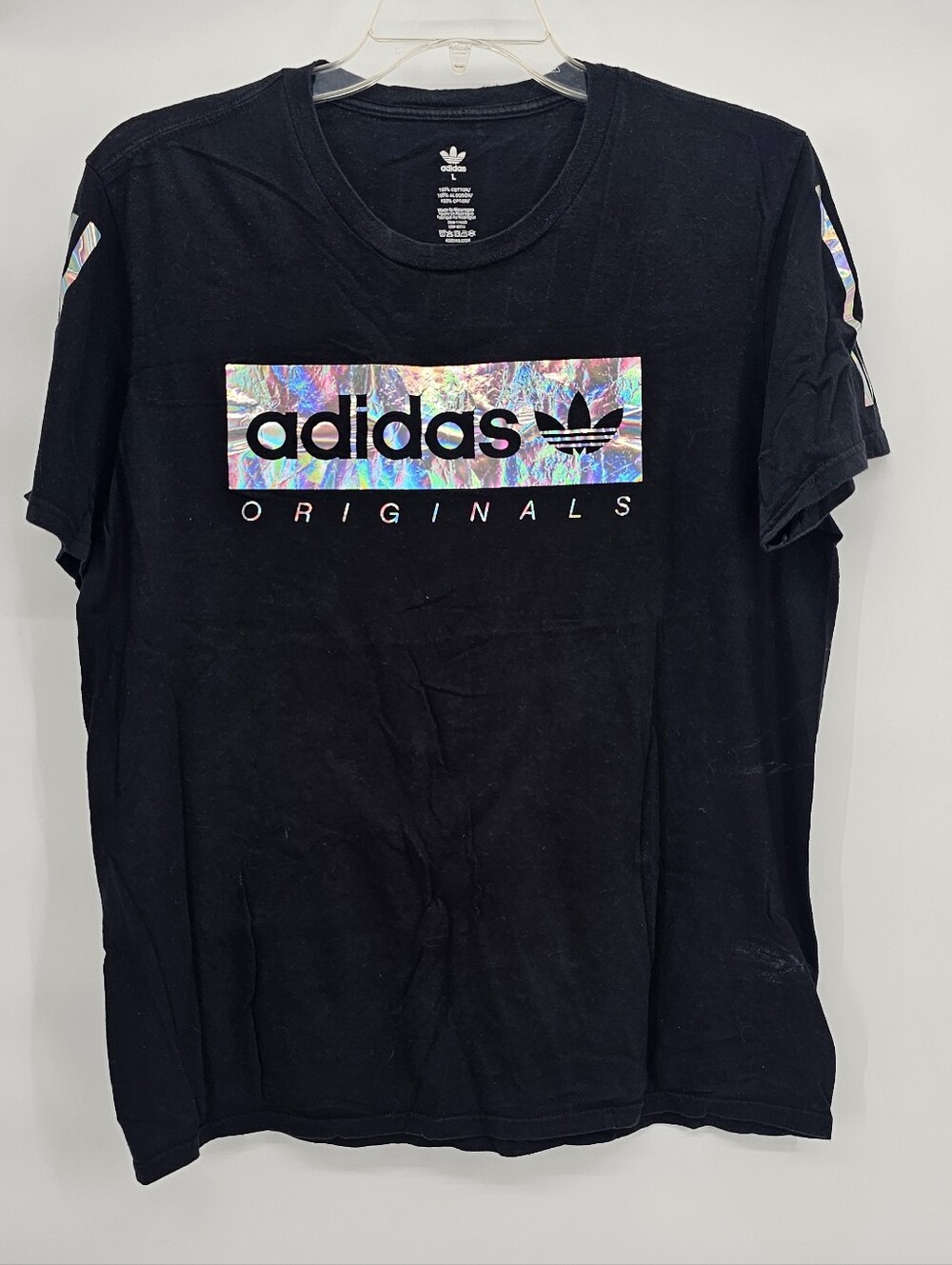 Adidas Originals Black Tee with Iridescent Logo